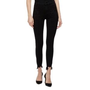 J Brand Alana Black Adorned High Rise Crop Toothpick Skinny Size 24 NWT w/GIFT